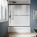 SUNNY SHOWER Double Sliding Glass Door 60' W x 57' H Shower Door 1/4' Tempered Glass Sliding Door Semi-Frameless Shower Glass Enclosure Bypass Walk in Shower Cabin, Matte Black