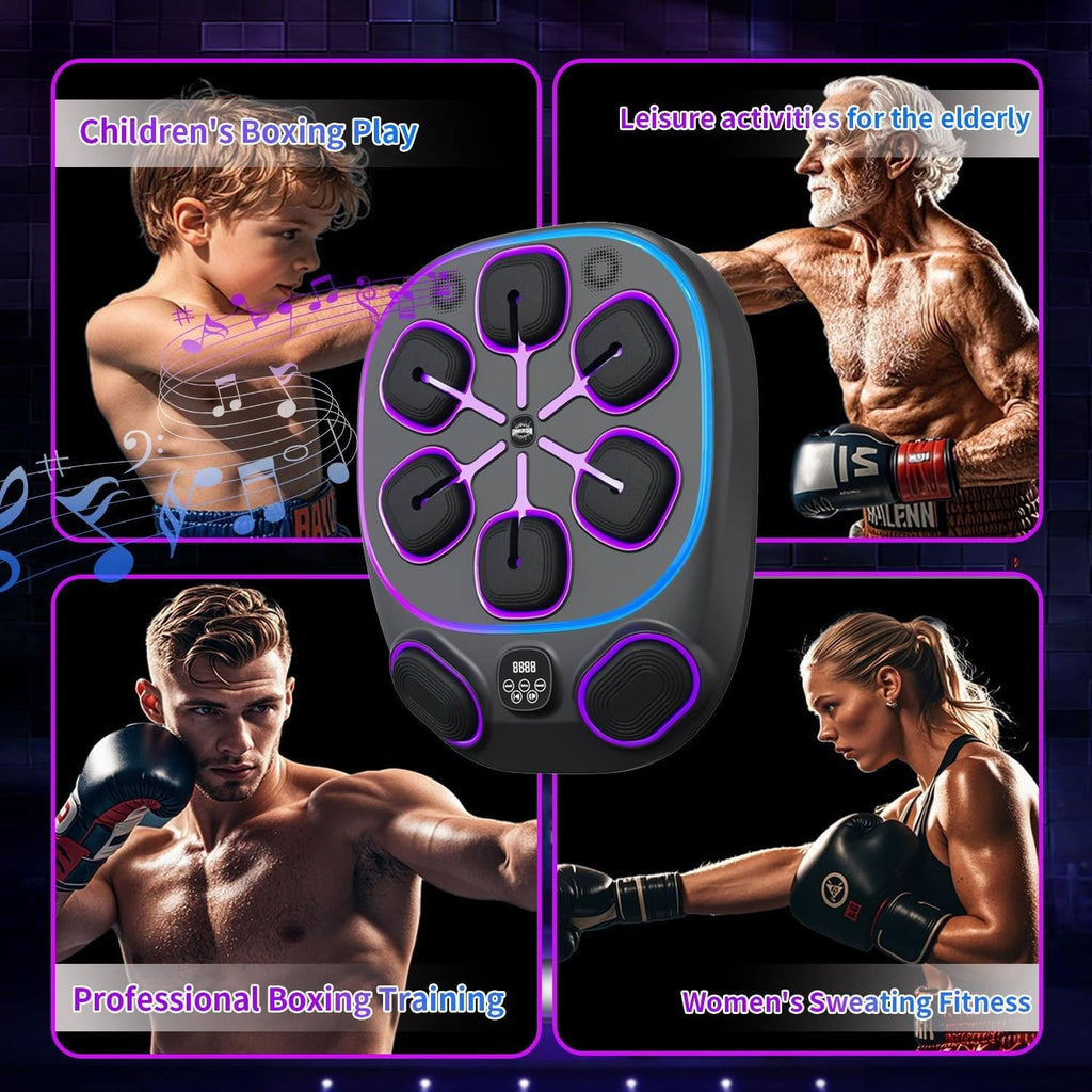 Wall-Mounted Smart Boxing Machine with 9 Training Modes, 9 Speed Levels & LED Display for Real-Time Tracking - Music Sync Technology for Cardio & Strength Workouts,Halfgloves
