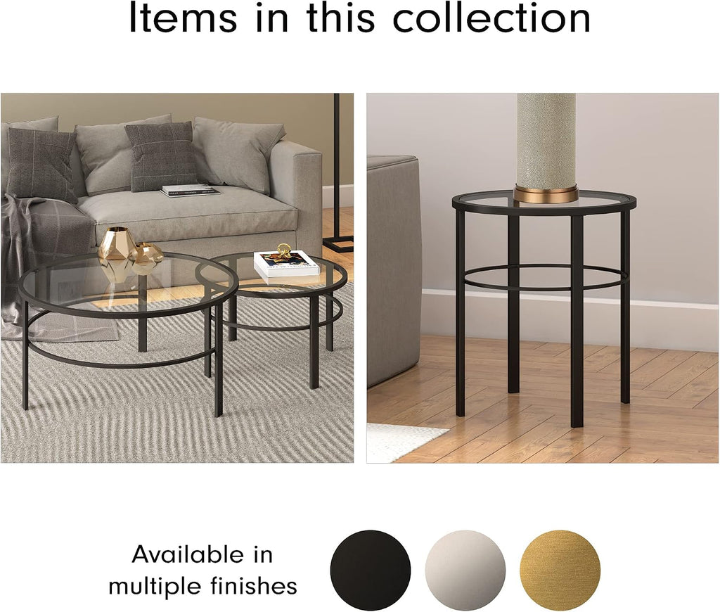 Henn&Hart Round Nested Coffee Table in Blackened Bronze, Coffee Table coffee tables for living room, studio apartment essentials, 36' Wide