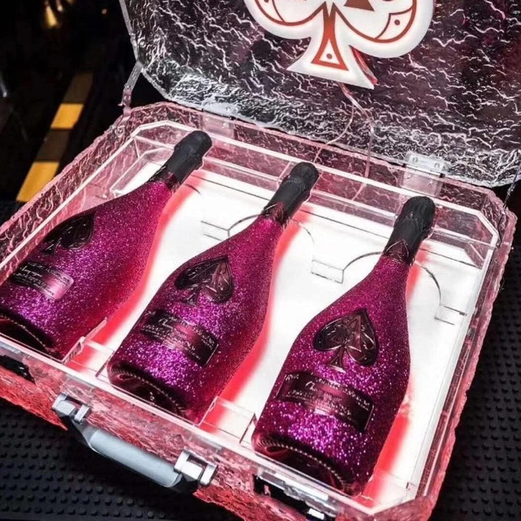 FADALE 3 Bottles Rechargeable LED Ace of Spade Glorifier Box, Champagne Bottle Carrier Case for Night Club Party Lounge Bar