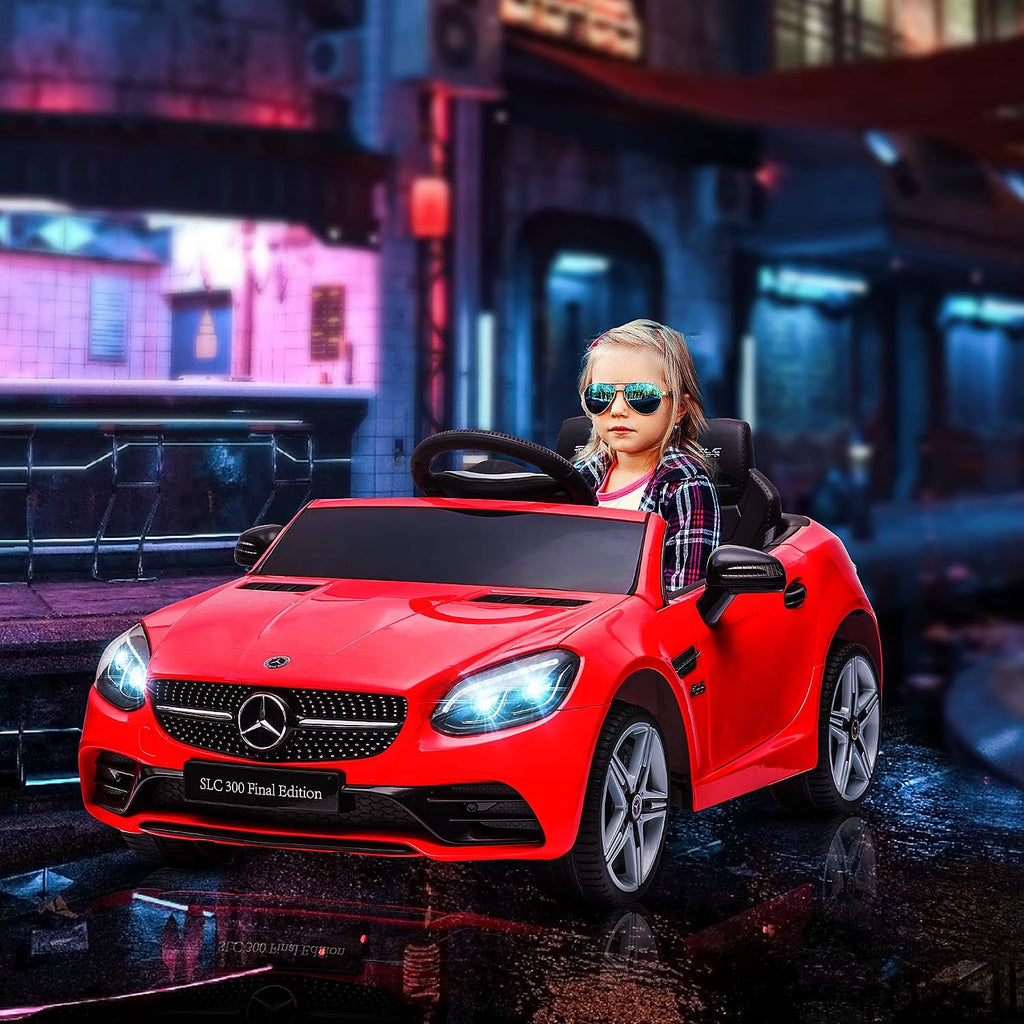 Aosom Mercedes SLC 300 Licensed 12V Ride On Car for Kids with Remote Control, 2 Speeds, Battery Powered Kids Electric Car with Music, Lights, Suspension for 3-6 Years Old, Red