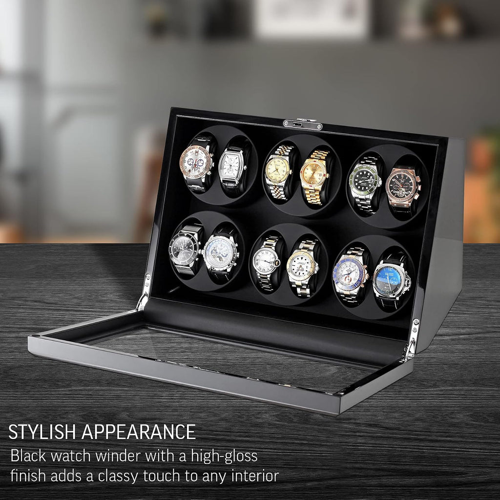 12 Watch Winder for Automatic Watches with Motor-Stop and Battery Option