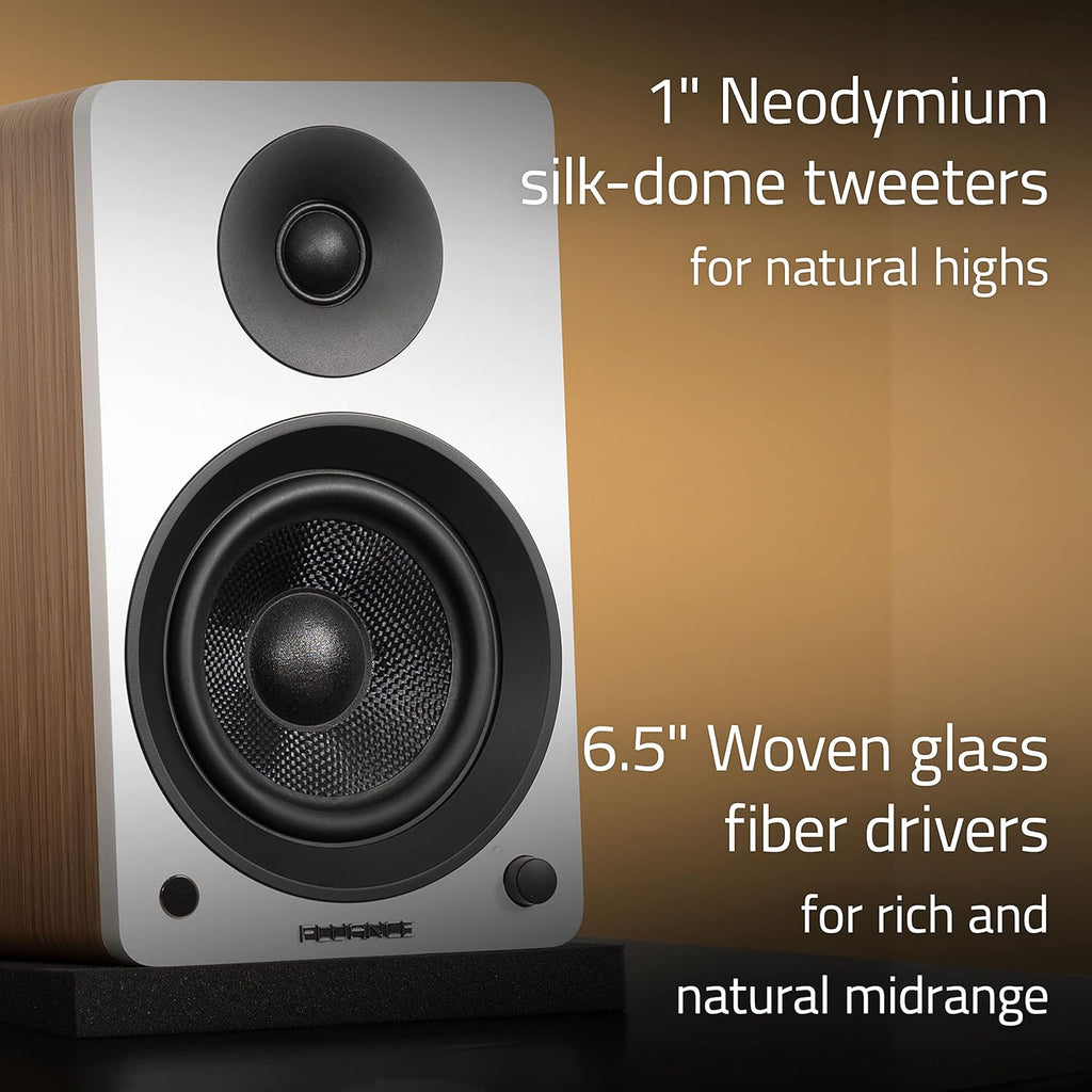 Fluance Ai61 Powered 2-Way 2.0 Stereo Bookshelf Speakers with 6.5' Drivers, 120W Amplifier for Turntable, TV, PC and Bluetooth 5 Wireless Music Streaming - RCA, Optical, USB & Sub Out (Lucky Bamboo)