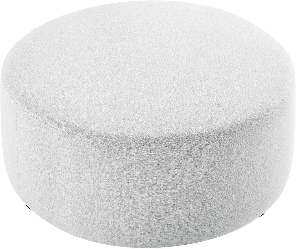 Modway Callum 38 Inch Round Ottoman in Heathered Weave Light Gray - Heathered Woven Fabric - Versatile Upholstered Coffee Table and Footrest - Couch Ottoman - Living Room Accent Table