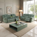 Manual Corduroy Sofa Set with Drop-Down Table, 2 Pieces Corduroy Recliner Sofa Sets, Living Room Furniture Sets, Recliner Loveseat with Storage Console/Cup Holder for Home/Office