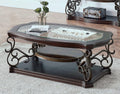 3-Tier Vintage Coffee Table for Living Room, 52' Rectangle Traditional Coffee Table with Tempered Glass Top&Metal Frame, Retro Center Table Cocktail Tea Table for Home Office Apartment
