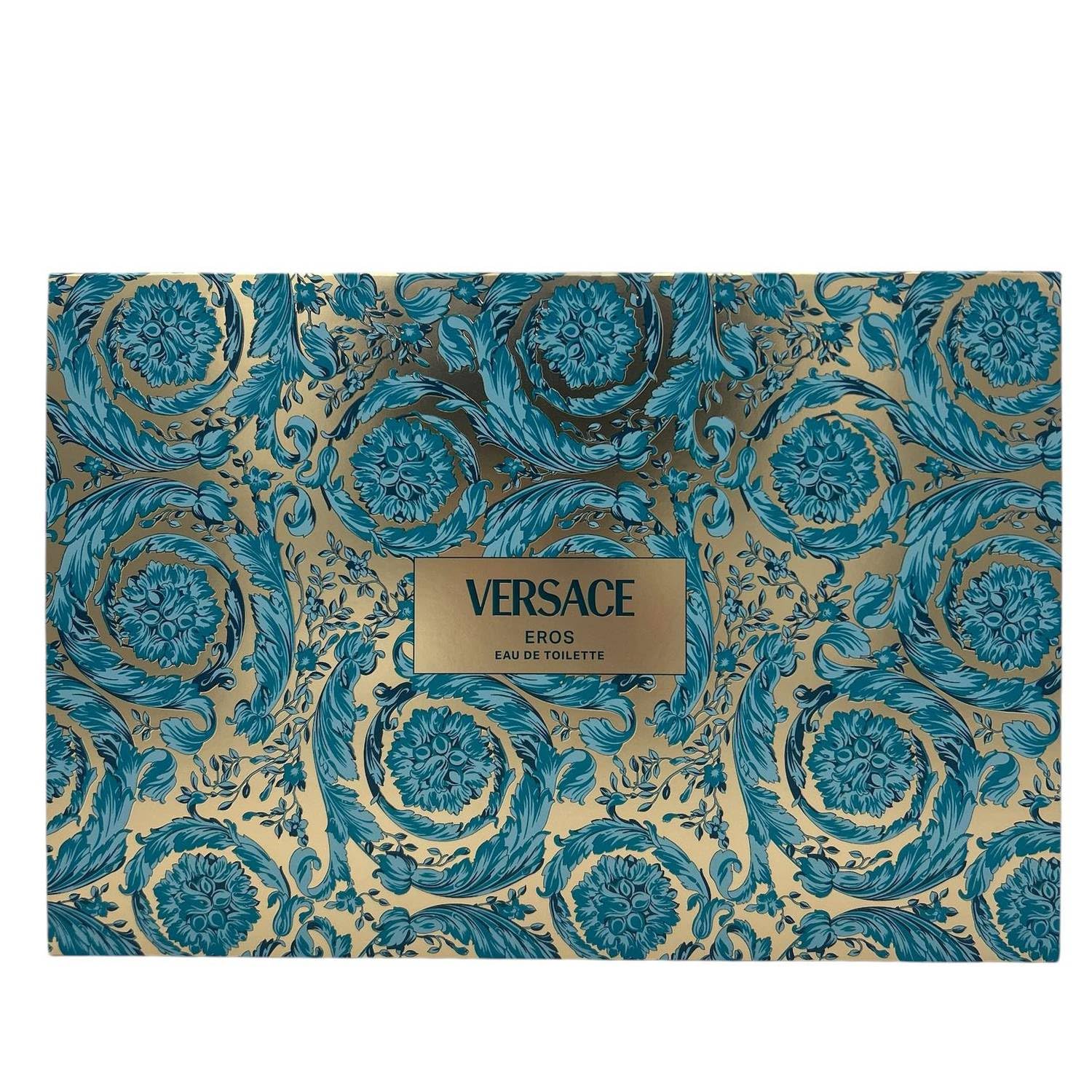 Versace Eros by Versace for Men - 3 Pc Gift Set 3.4oz EDT Spray, 10ml EDT Spray, Blue Trousse