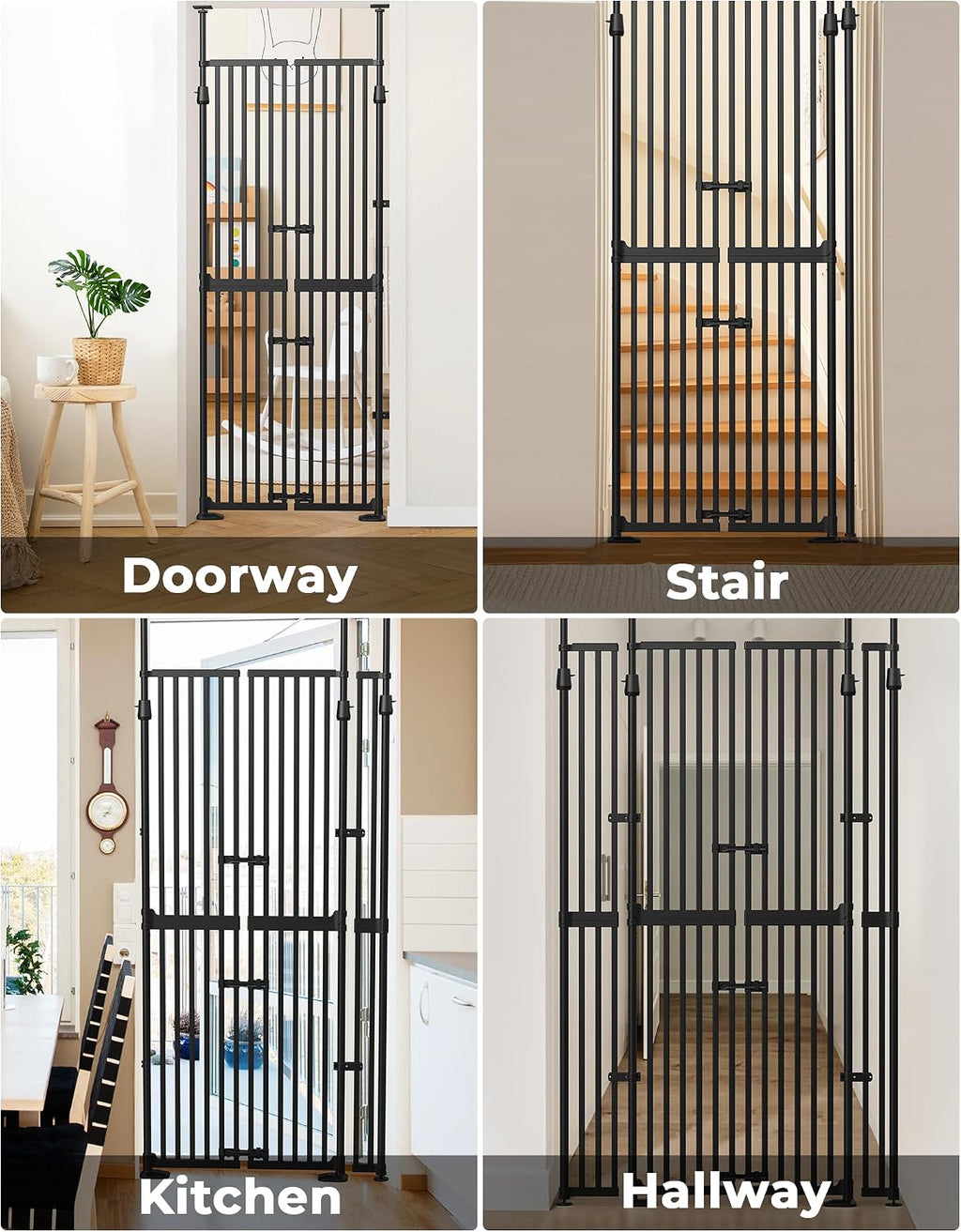 Extra Tall Cate Gate for Doorway: Pressure Mount 74.8'-90.5' Tall Cat Gate for Pets in Extra 30.3'-47.2' Width No Wall Drilling No Toddler for Indoor Stairs Hallway Room Safety Barrier