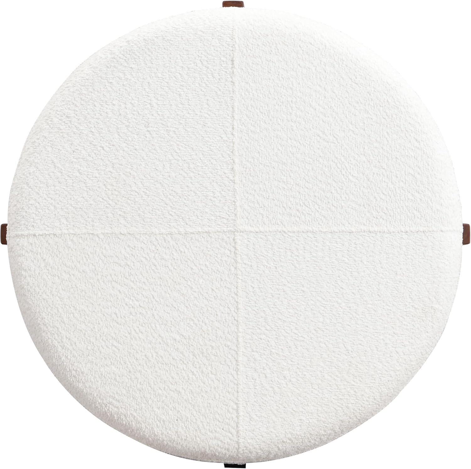 Christopher Knight Home Holmes Modern Boulce Upholstered Ottoman Coffee Table, Wooden Round Cocktail Ottoman, Large Living Room Sofa Footstool/Footrest, White+Walnut