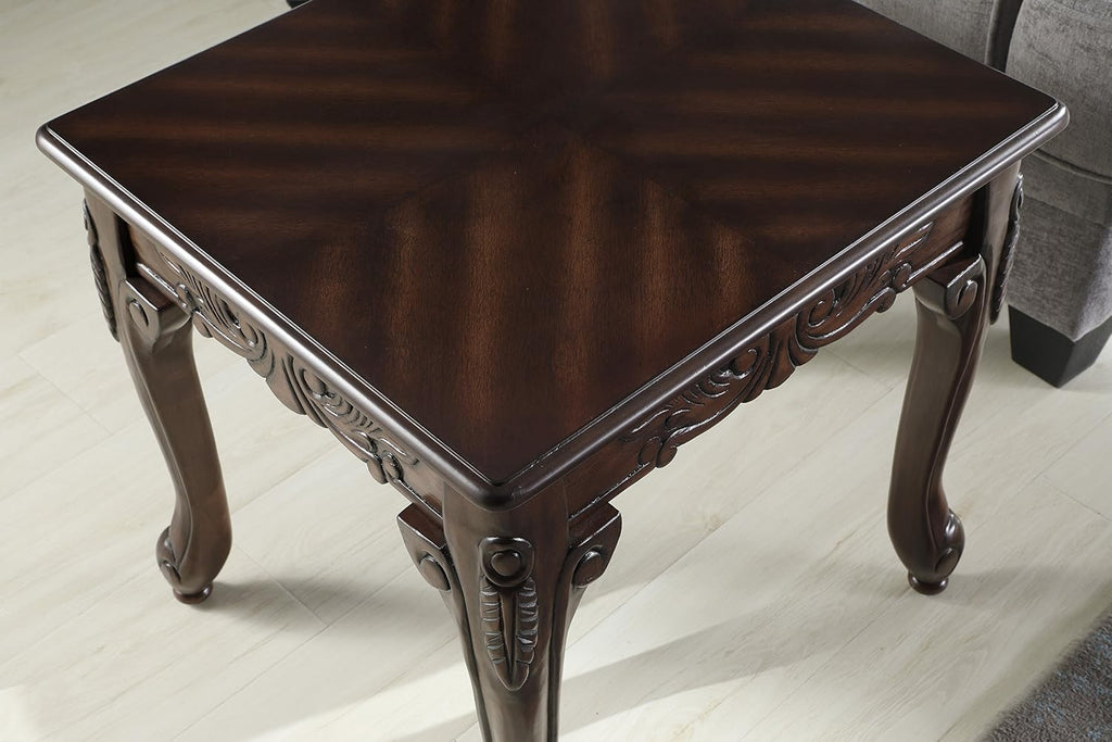 Roundhill Furniture 3Pc Wood Coffee and End Table Set, Dark Cherry