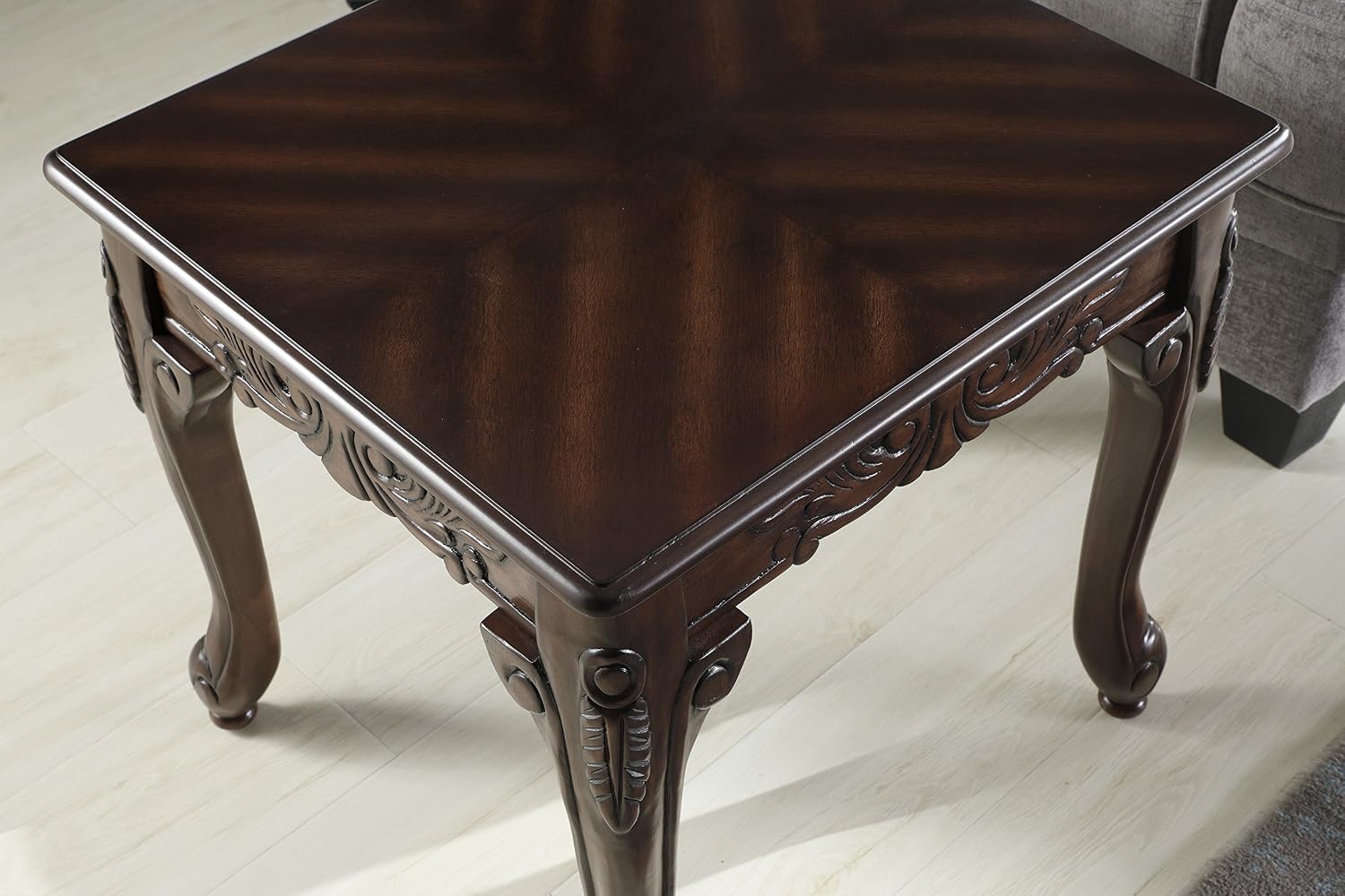 Roundhill Furniture 3Pc Wood Coffee and End Table Set, Dark Cherry