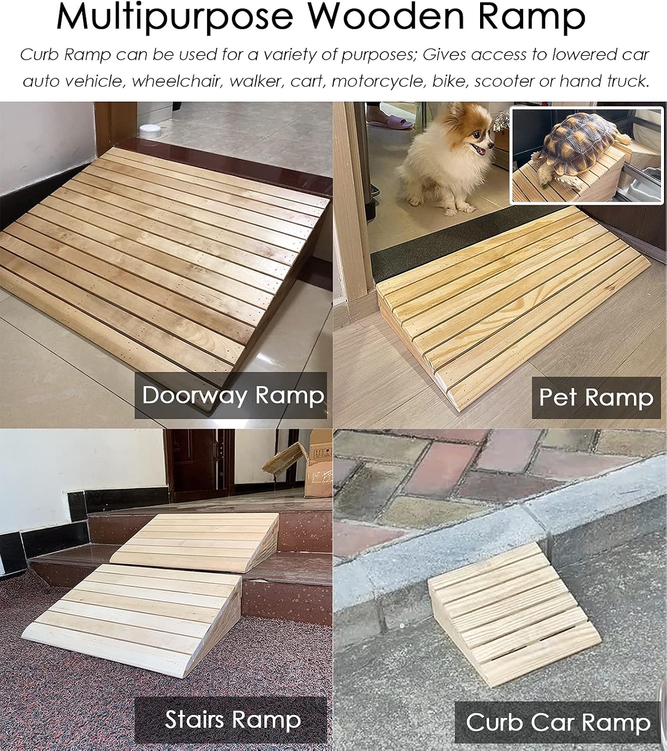 Wood Threshold Ramps for Doorways, Portable Wheelchair Ramp for Steps 3/4/ 6/7/ 8 Inch Rise, Lightweight Wooden Entry Ramp/Slope for Outdoor Stair Step (Size : 40x30x8cm (15.7x12x3in))
