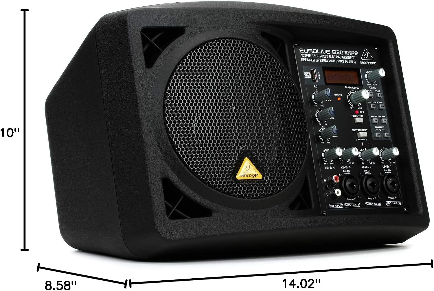 Behringer EUROLIVE B207MP3 Active 150 Watt 6.5' PA/Monitor Speaker System with MP3 Player
