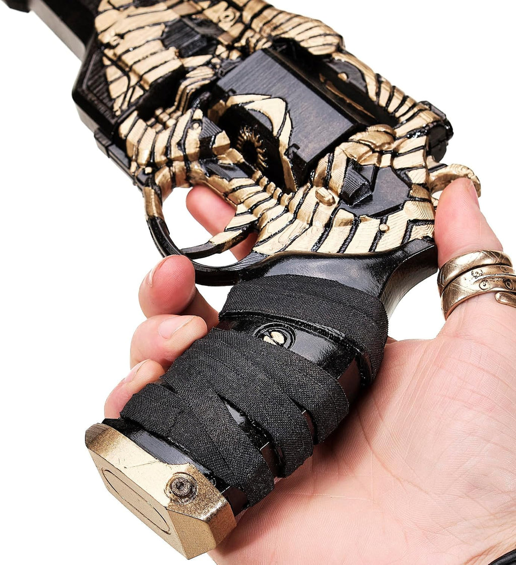 Ace of Spades – All In Ornament (Golden Edition) – Handmade D2 Prop Replica – Static Trigger, Collector Display Hand Cannon (Ace of Spades + Cayde-6 Hand Stand)