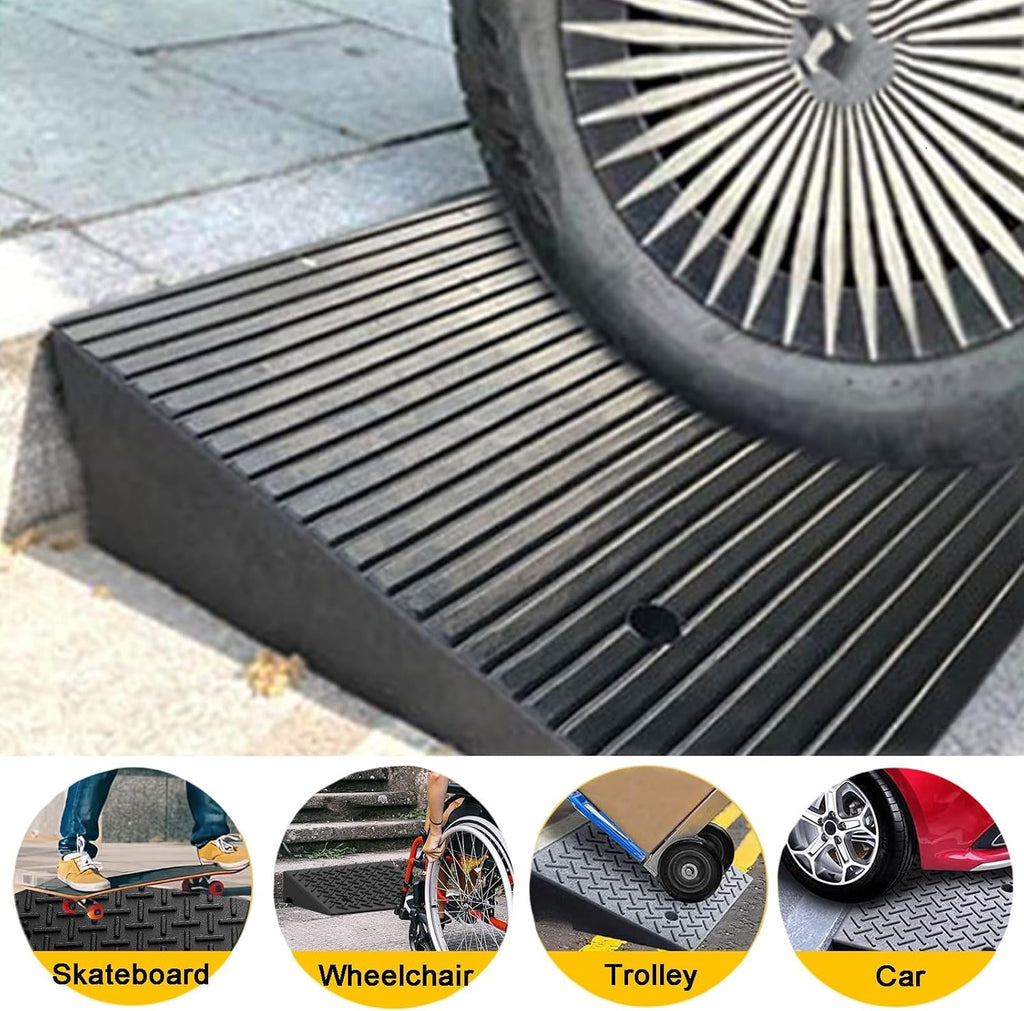 Driveway Ramp 2-5.5' Rise Rubber Heavy Duty Threshold Ramp 11023lbs for Kerb Vehicle Wheelchair Scooter Motorcycle(50 * 60 * 7cm/20 * 24 * 2.8in)