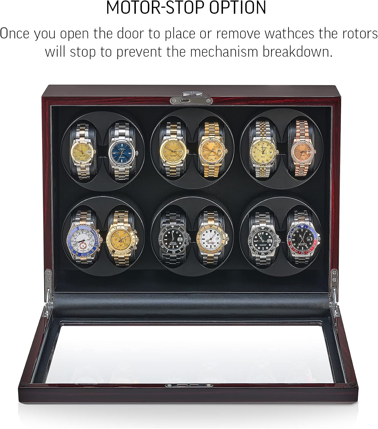 12 Watch Winder for Automatic Watches with Motor-Stop and Battery Option