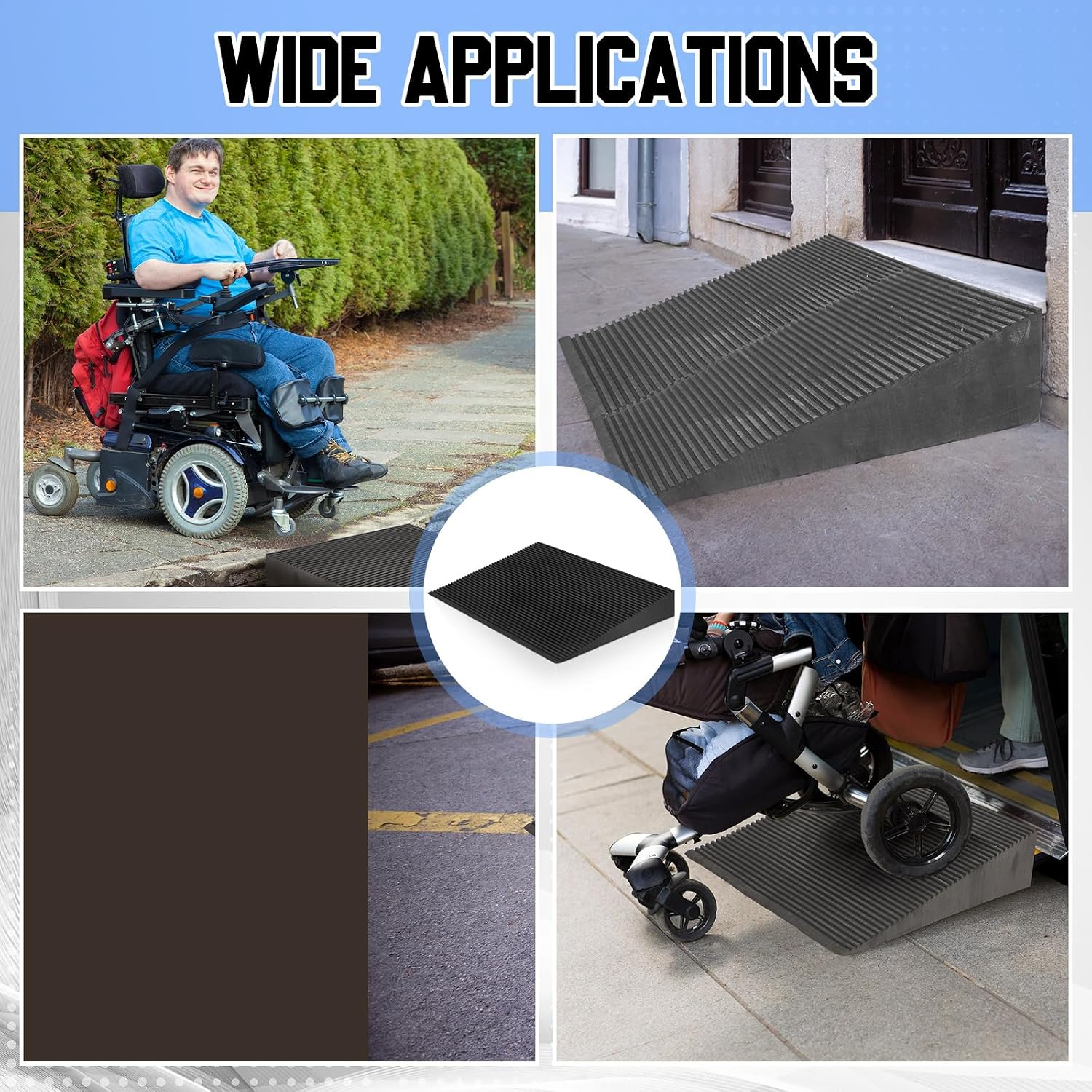 4' Rise Lightweight EVA Threshold Ramp for Wheelchairs, Walking, Scooter, 36' L x 24' W Driveway Curb Handicap Ramp with Non-Slip Surface for Doorways Home Bathroom, 800 lb Load Capacity