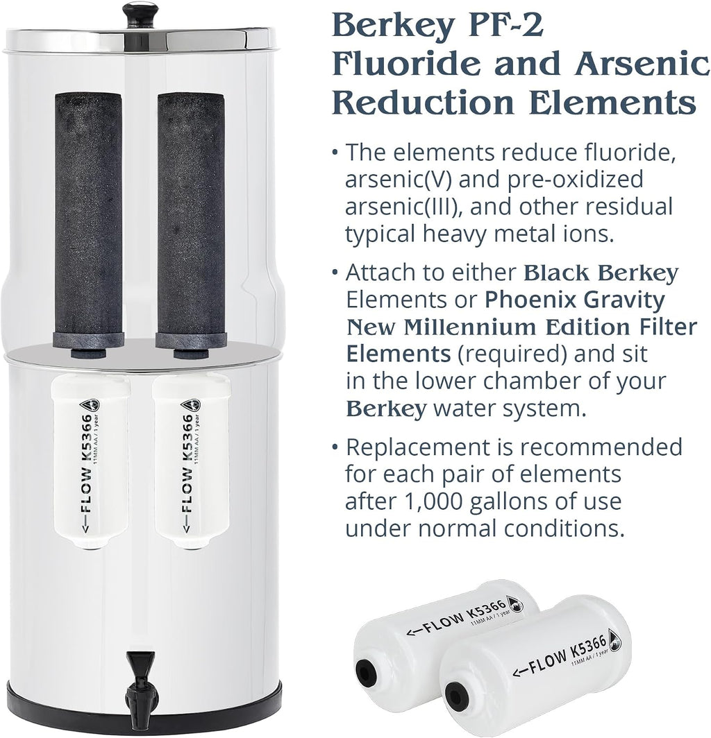 Berkey Authentic Berkey PF-2 Fluoride and Arsenic Reduction Elements (Set of 2 Elements)