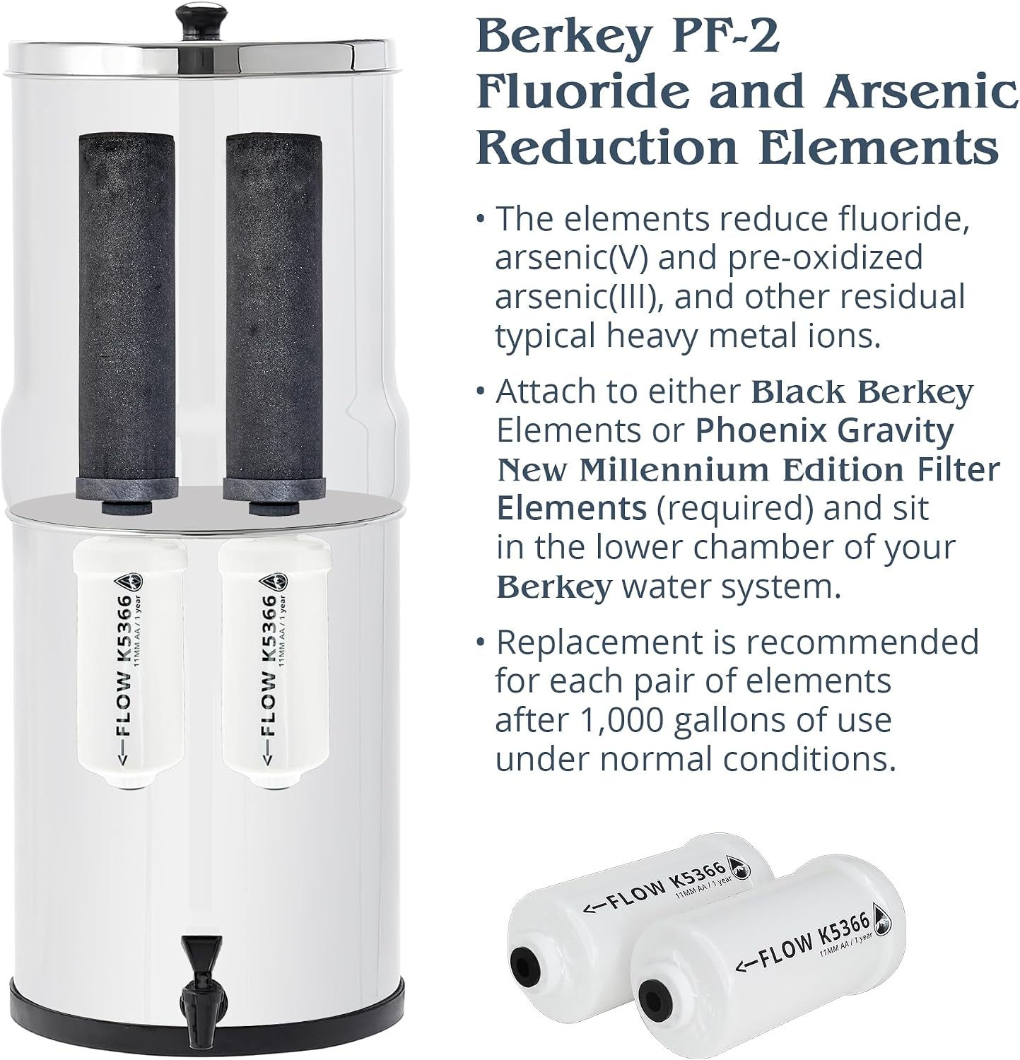 Berkey Authentic Berkey PF-2 Fluoride and Arsenic Reduction Elements (Set of 2 Elements)
