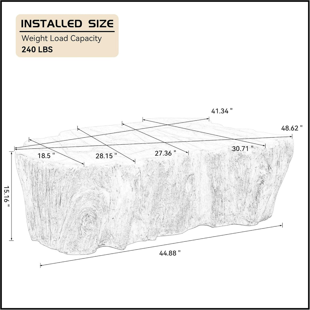 WILLIAMSPACE 48.62' Irregular Coffee Table with Tree Root Design for Living Room, Modern Luxury Fiberglass Center Table with Unique Shape, Accent End Tea Table for Apartment, No Need Assembly (Black)