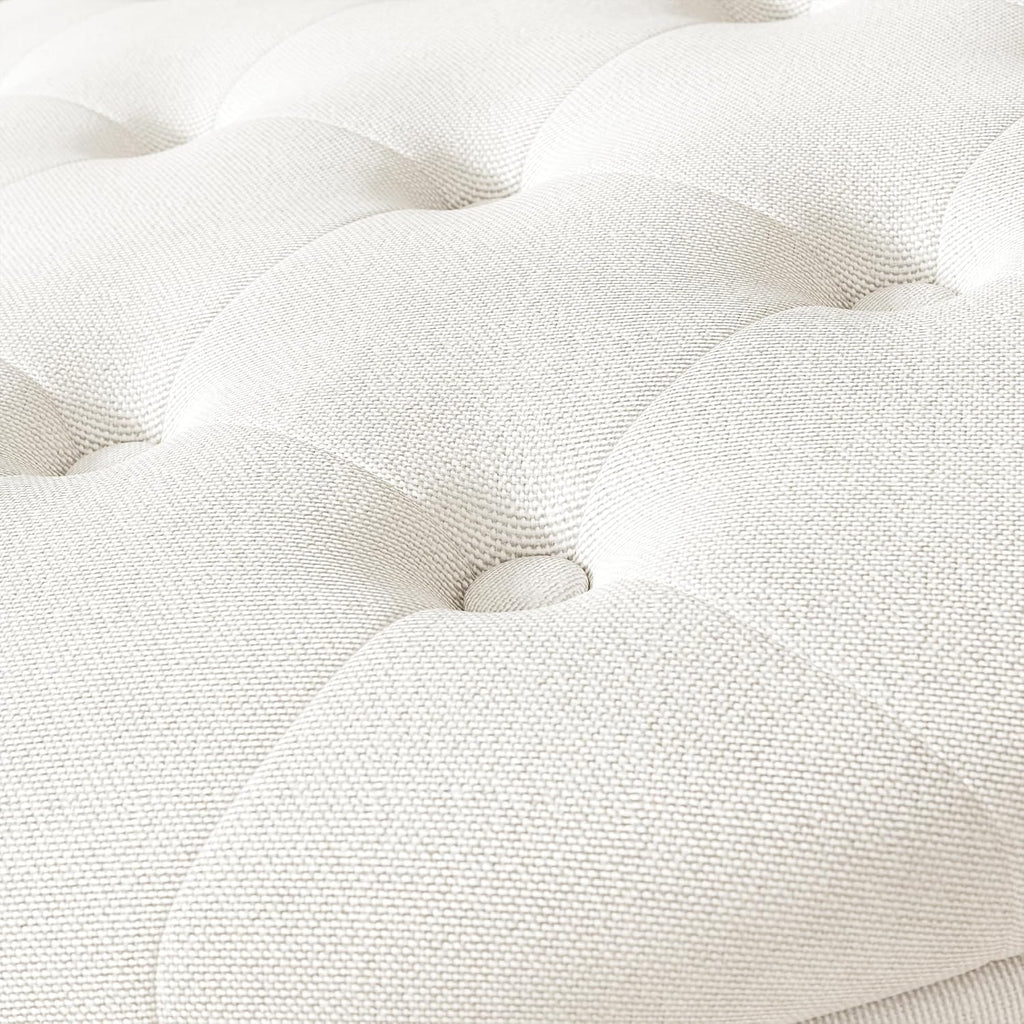 30 Inch Round Storage Ottoman,Modern Tufted Ottomans,Circular Coffee Table with Removable Top,Upholstered Large Ottoman with Storage Footrest Stool for Bedroom Living Room (White)