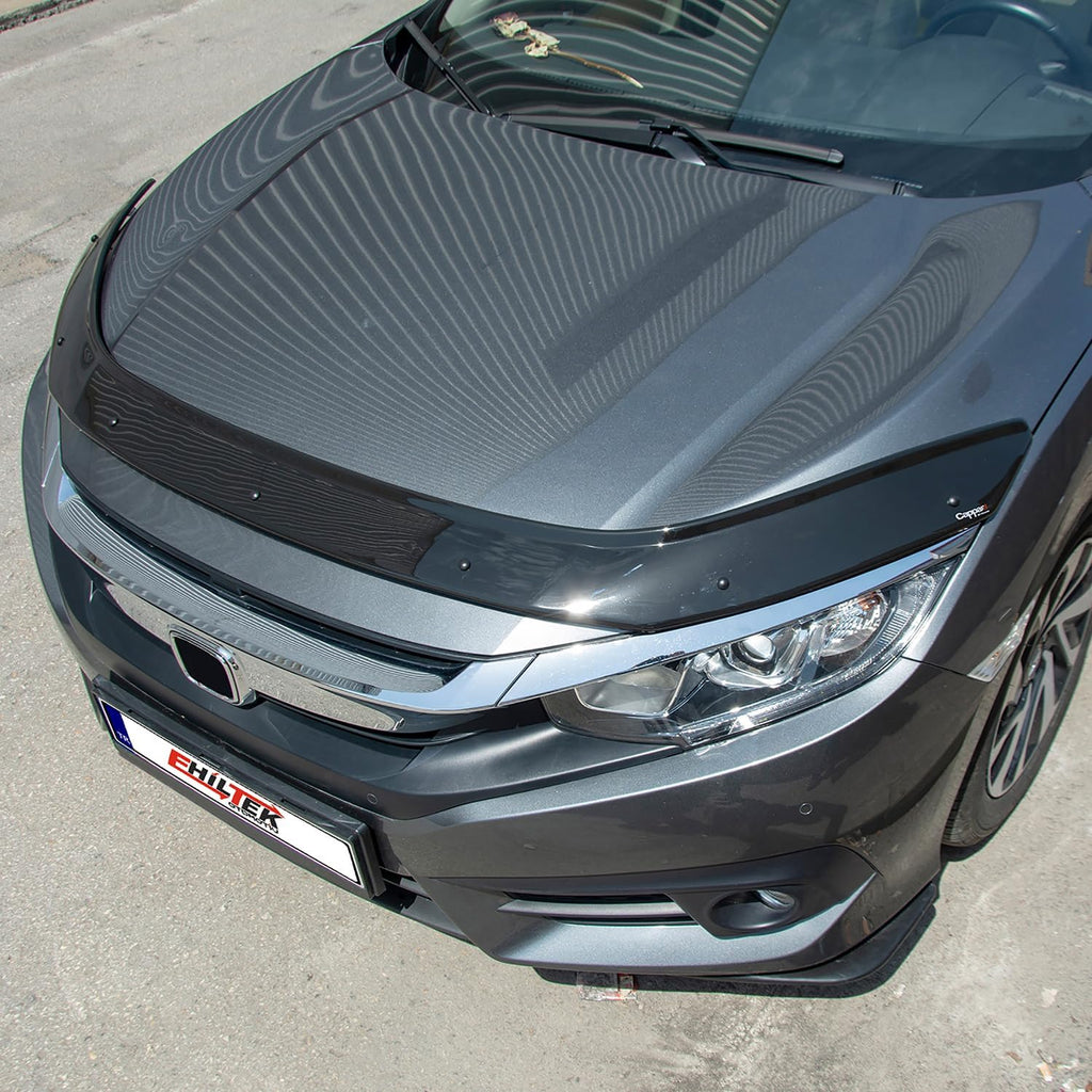 Hood Deflector Guard fits Honda Civic 2016-2021, Bugflector Bug & Bonnet Shields, Black ABS Hood Protector, Protects from Particles & Bug, All Weather Durable Car Exterior Accessories