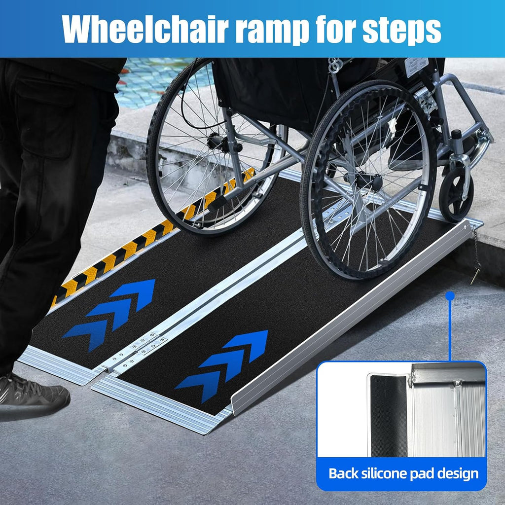 4FT Portable Wheelchair Ramp – 800lb Capacity, Folding Non-Slip Aluminum Handicap Ramp, Ramps for Wheelchairs for Home, Doorways, Stairs, Thresholds, Car Curbs, Scooters & Carts