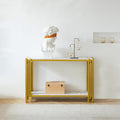 Elegant 2 Tier White Marble Console Table, Luxury Gold Living Room Sofa Table, 48' Long Modern Entryway Table, Golden Hallway Entrance Table with Adjustable Feet