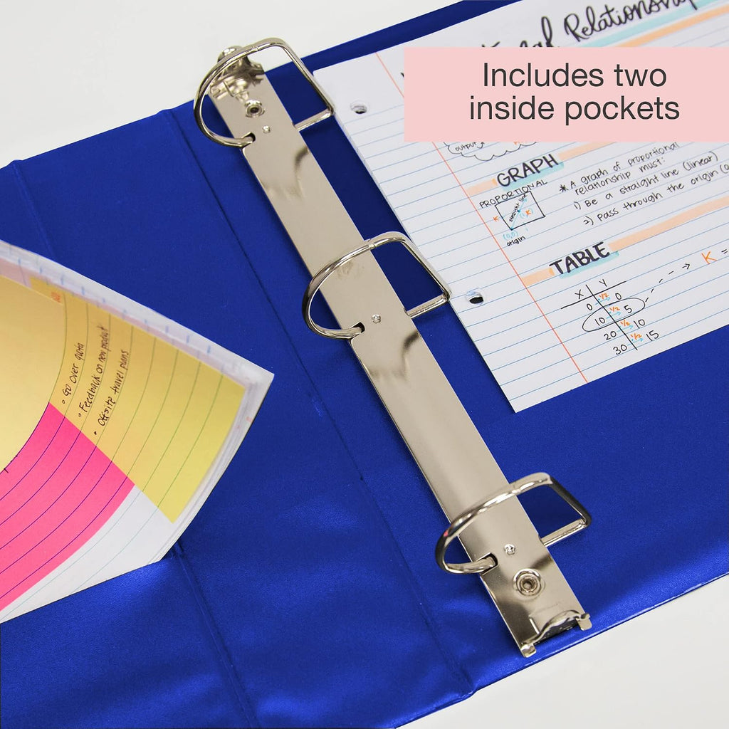 BAZIC Products 3 Ring Binder 3' View Binders Slant D Ring Organizer - Blue, Hold 600 Sheets Paper, for School Office Home, 12-Count