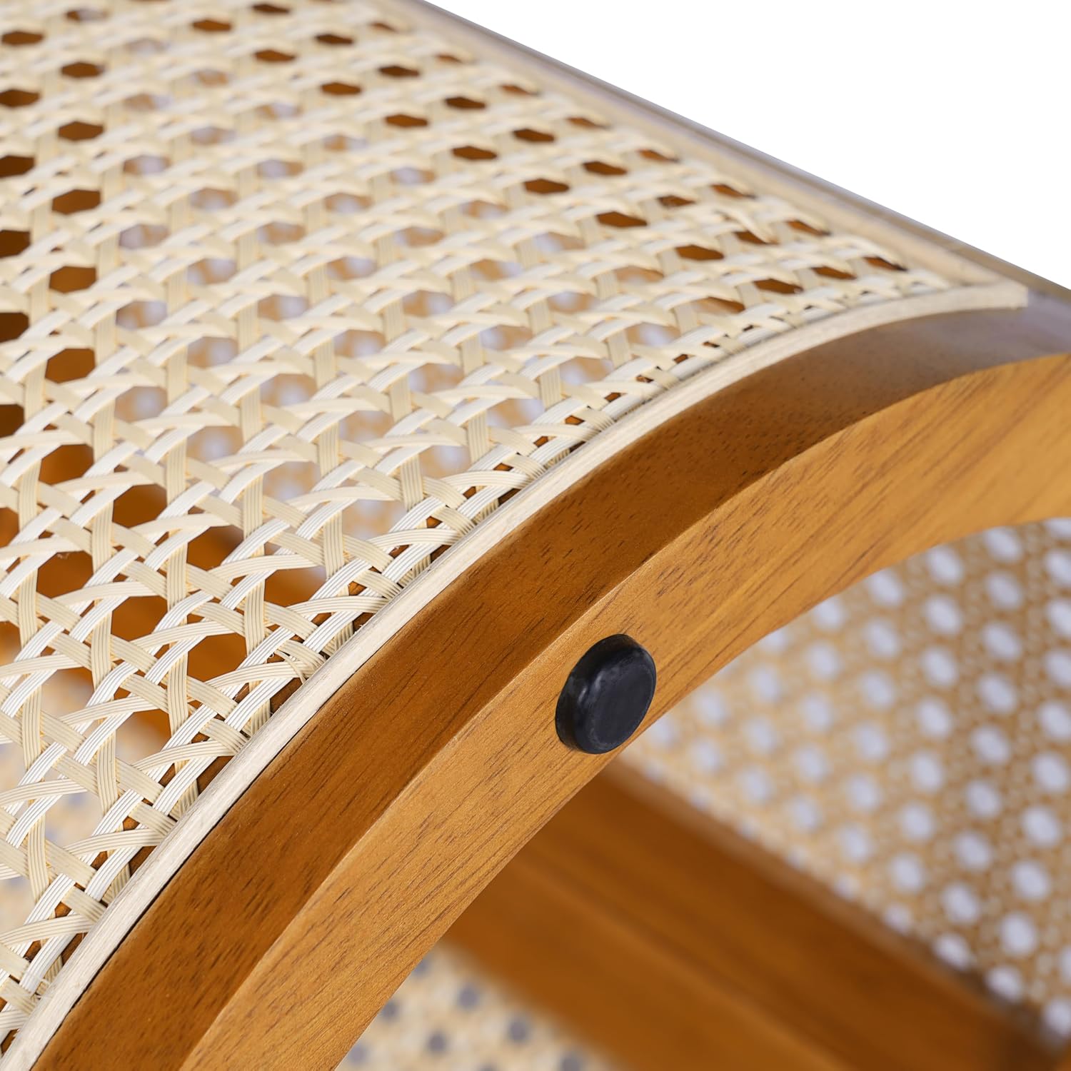 Christopher Knight Home Aurl Lift Top Round End Table with Storage, Modern Side Table with Woven Rattan Details, Wooden Small Coffee Table for Living Room, Round Storage Ottoman, Yellowish-Brown