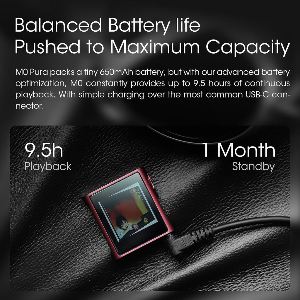 SHANLING M0 Pura Hi-Fi MP3 Player Portable Hi-Res Music Player, Bluetooth 5.0 Digital Audio Player, 2X CS43131 DAC,APP Control,3.5mm/Type-C Jack,384kHz /32bit,250mW@32Ω,MTouch OS (Berry Purple)