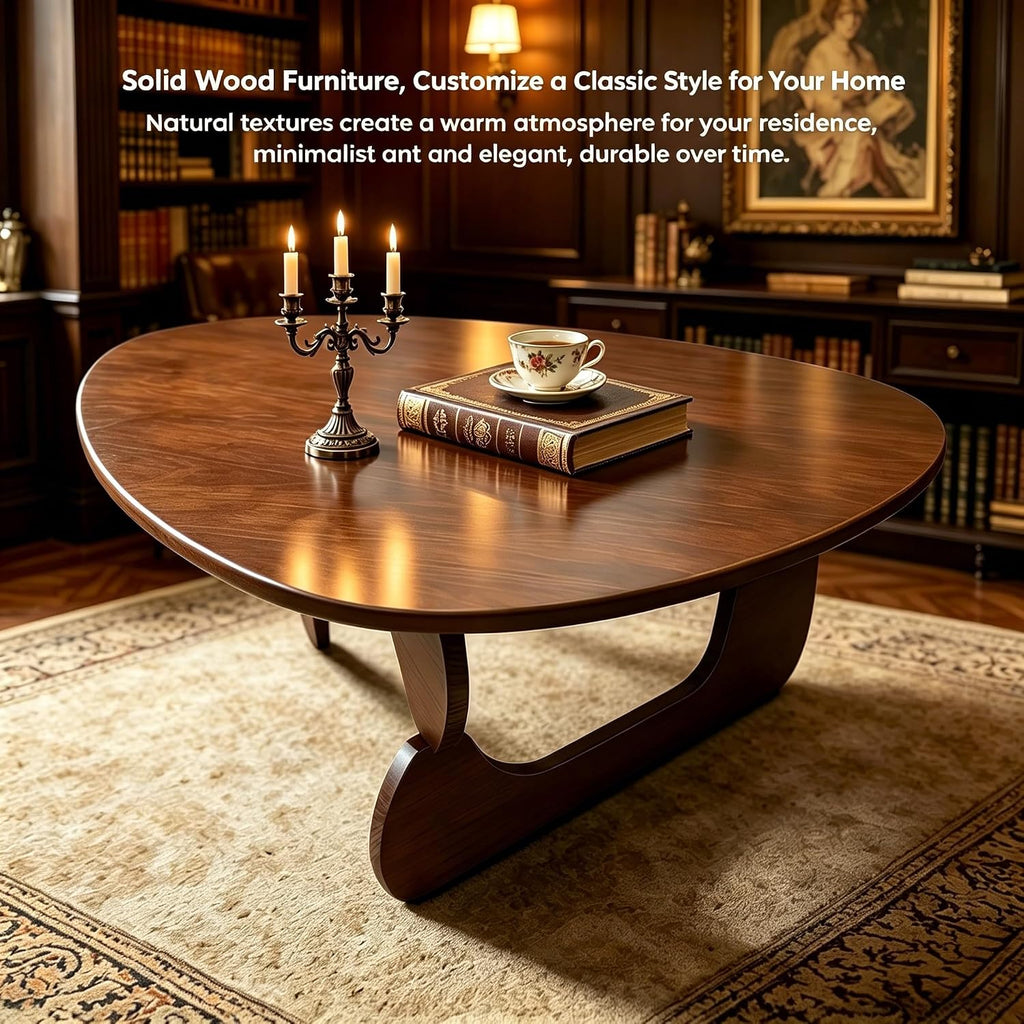 Modern Solid Wood Coffee Table, Unique Triangle Center Table for Living Room,35.4' x 22.8' x 16.5' Walnut
