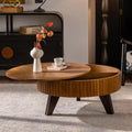Setawix 31.5' Round Coffee Table with Storage Space, Small Side Tea End Table for Living Room, Wooden Rustic Coffee Table, Storage Entry Way Table, Natural
