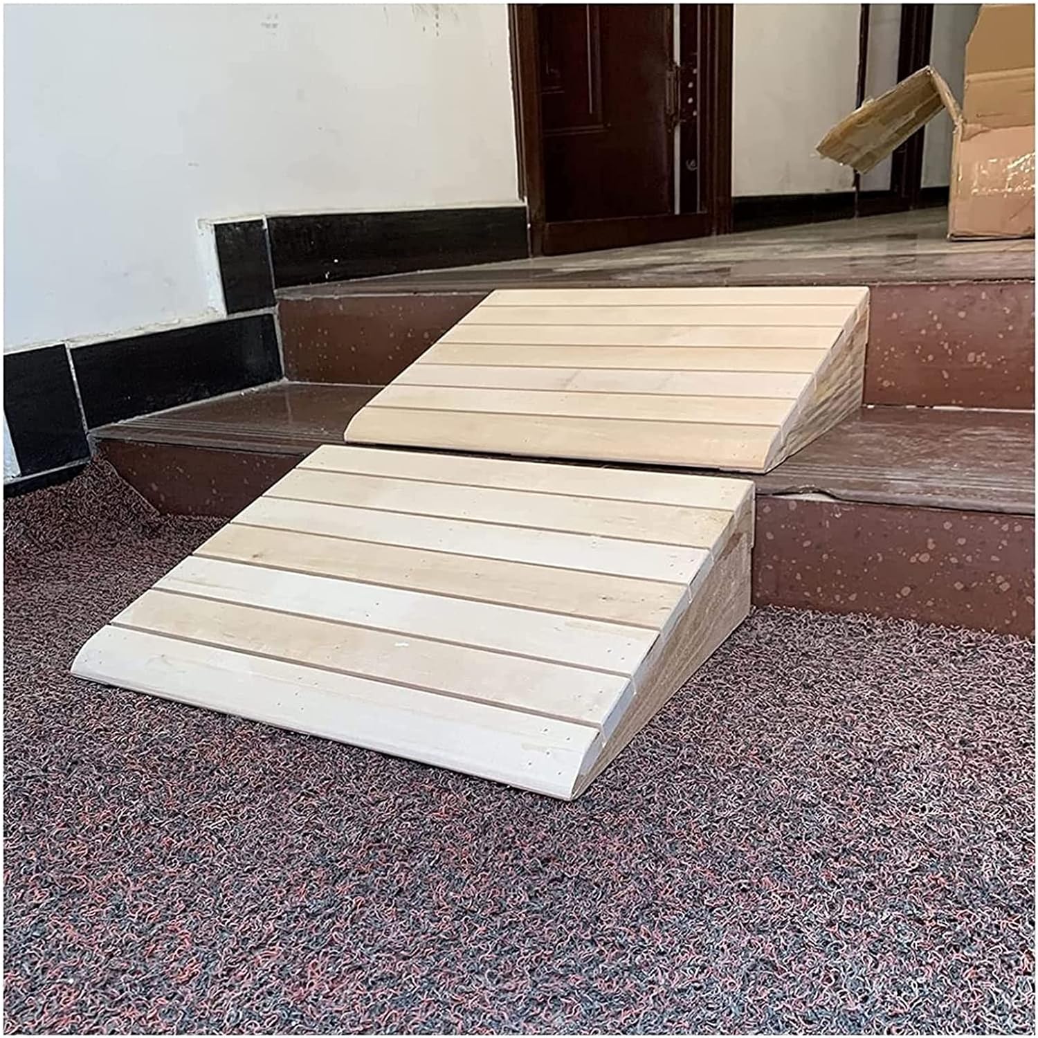 Wood Threshold Ramps for Doorway, Portable Wheelchair Ramp for 3/4/5/6Inch Rise, Lightweight Wooden Entry Ramp/Slope for Outdoor Stair Step (Size : 30.8x30x11cm)