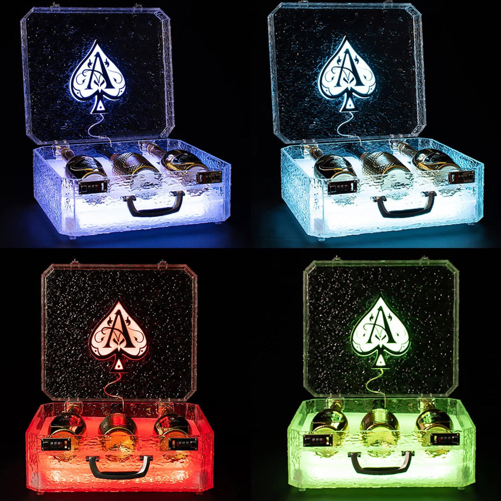 FADALE 3 Bottles Rechargeable LED Ace of Spade Glorifier Box, Champagne Bottle Carrier Case for Night Club Party Lounge Bar