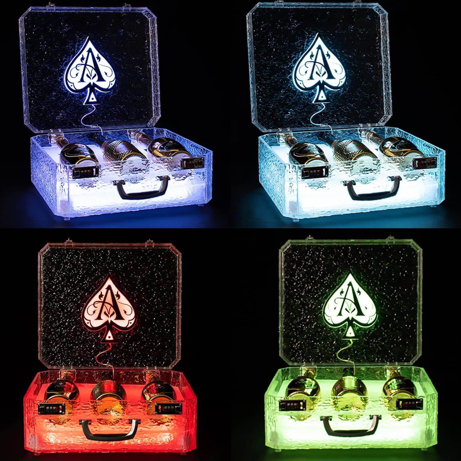 FADALE 3 Bottles Rechargeable LED Ace of Spade Glorifier Box, Champagne Bottle Carrier Case for Night Club Party Lounge Bar