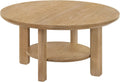 Coaster Home Furnishings - Ottowa - Wood - Round Coffee Table with Open Shelf, Sculpted Legs and Transitional Style - Living Room - Light Oak - 706298