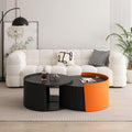 KEVINSPACE Round Coffee Table Mid Century Modern Coffee Table Pull Out Design Farmhouse Coffee Table with Storage Cocktail Table for Living Room Patio Office Abstract End Tables Black