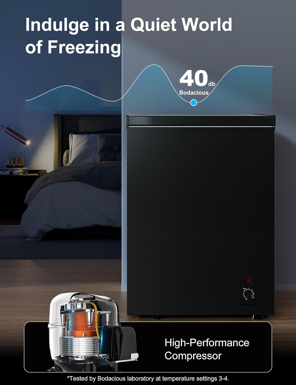 5.0 Cu.Ft Chest Freezer with 2 Removable Baskets - Energy Efficient and Ultra-Quiet Deep Freezer w/6 Temp - Manual Defrost, Free Standing Top Open Door for Home Garage Basement - Black