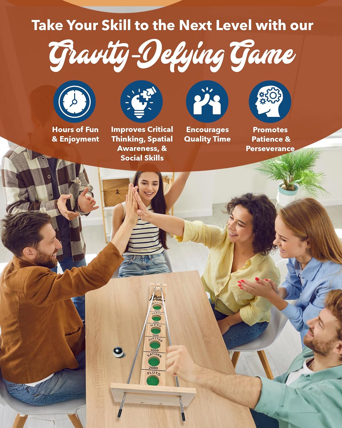 WE Games Shoot the Moon Game (20 Count), Large 18 inch Size, Solid Natural Wood, Retro Games for Adults, Classic Table Top Board Game