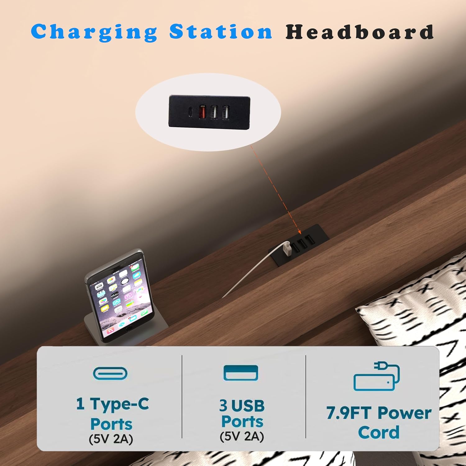 Floating Bed Frame Queen with LED Lights - Wooden Bed Frame with RGB Lighting & Charging Station for Modern Bedroom - Tech Enthusiasts Smart Home Furniture with Foldable Tabletops & App Contro