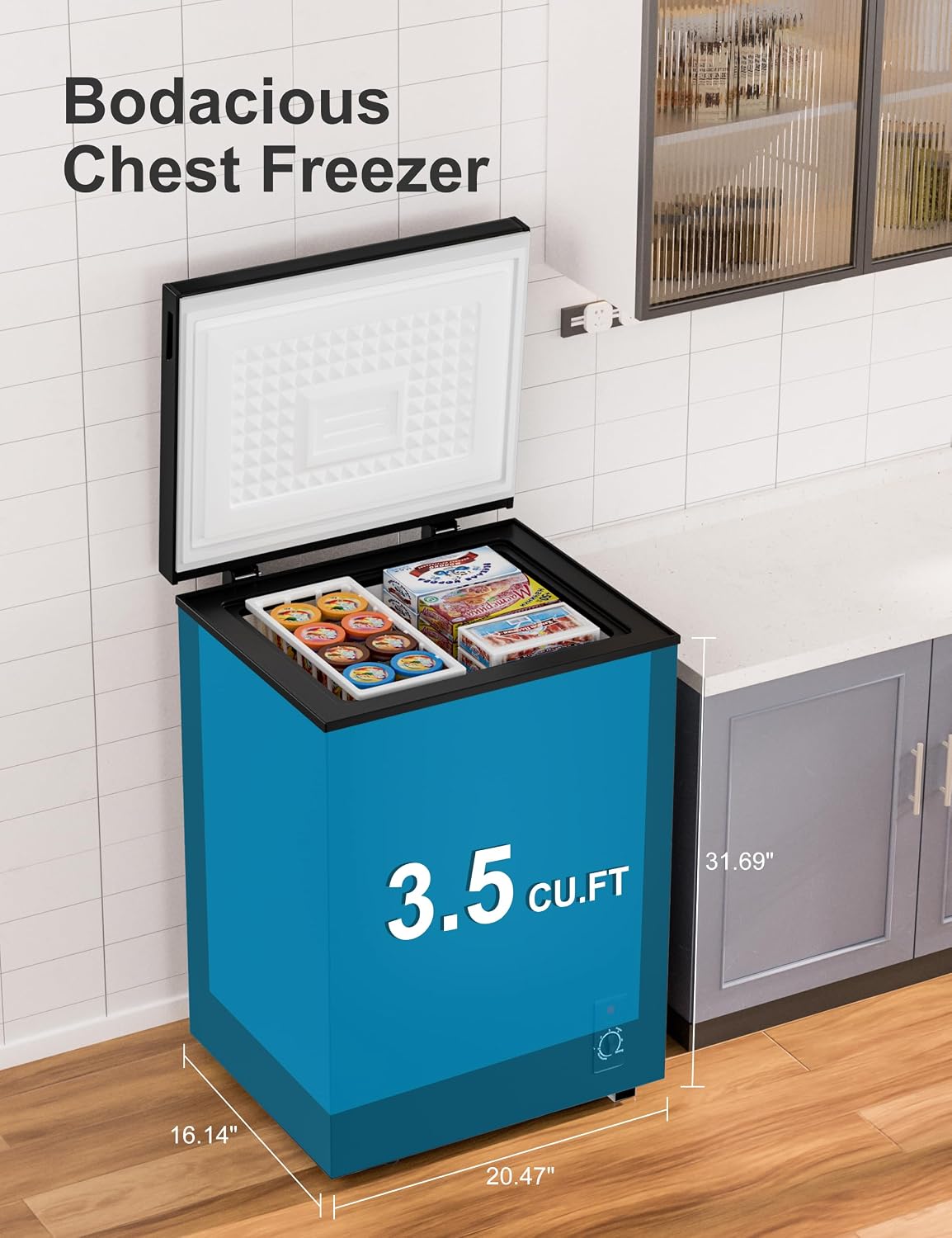 3.5 Cubic Feet Compact Chest Freezer with Removable Basket for Home/Kitchen/Office/Bar/Dorm - Top Open Door Energy Saving & Ultra-Quiet Manual Defrost Deep Freezer - Black