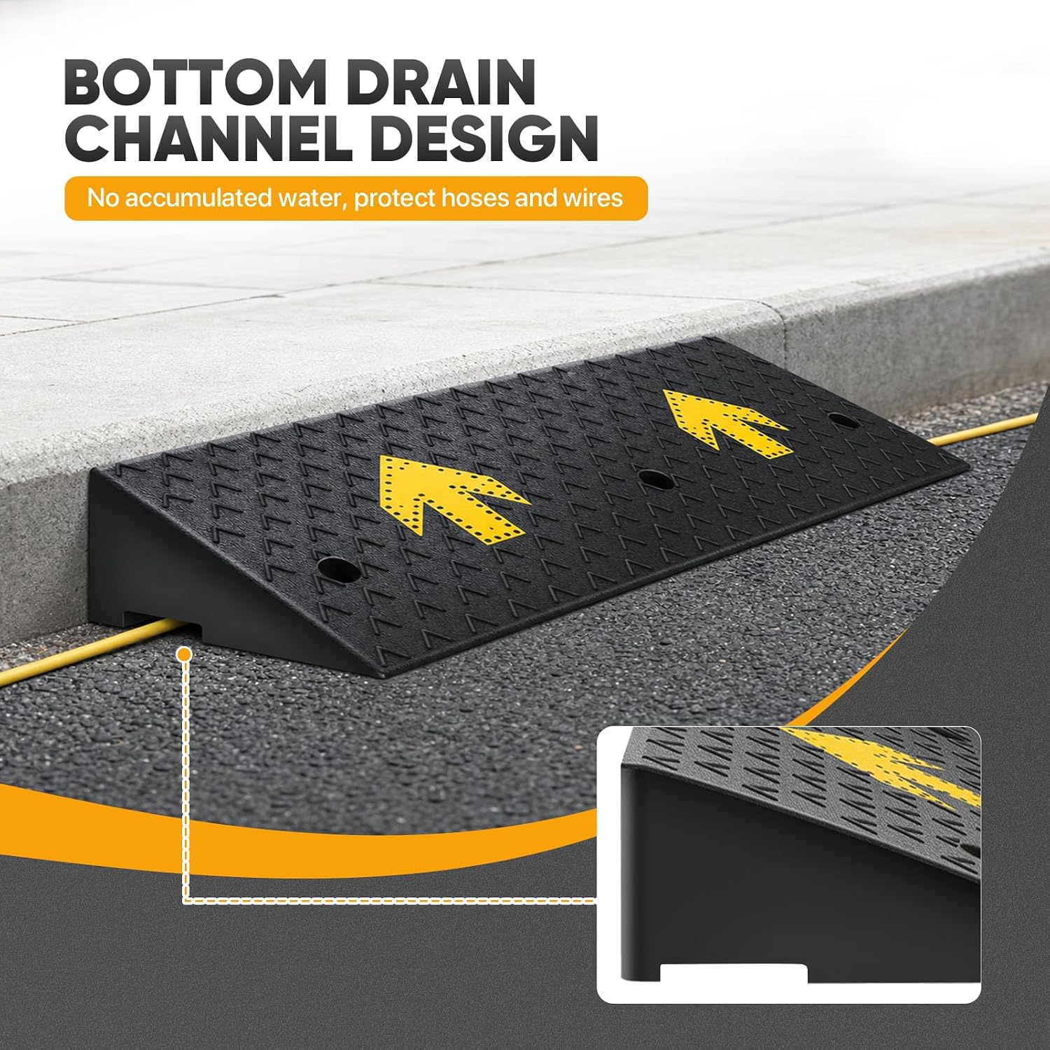 Magshion 2 Pack 5.3' Rise Rubber Curb Ramp for Driveway, 4400 lbs Capacity Per Ramp, 37.3' Wide Heavy Duty Threshold Ramp for Car, Wheelchair, RV, Trailer, Mower, Truck, Scooter & Motorcycle