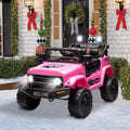 SEHOMY 12V Kids Ride On Truck with Parent Remote, 4 Wheelers Battery Powered Electric Toys Car Toddler - 3 Speed, Spring Suspension, LED Lights, Safety Start, Music, Kids Electric Vehicles Pink