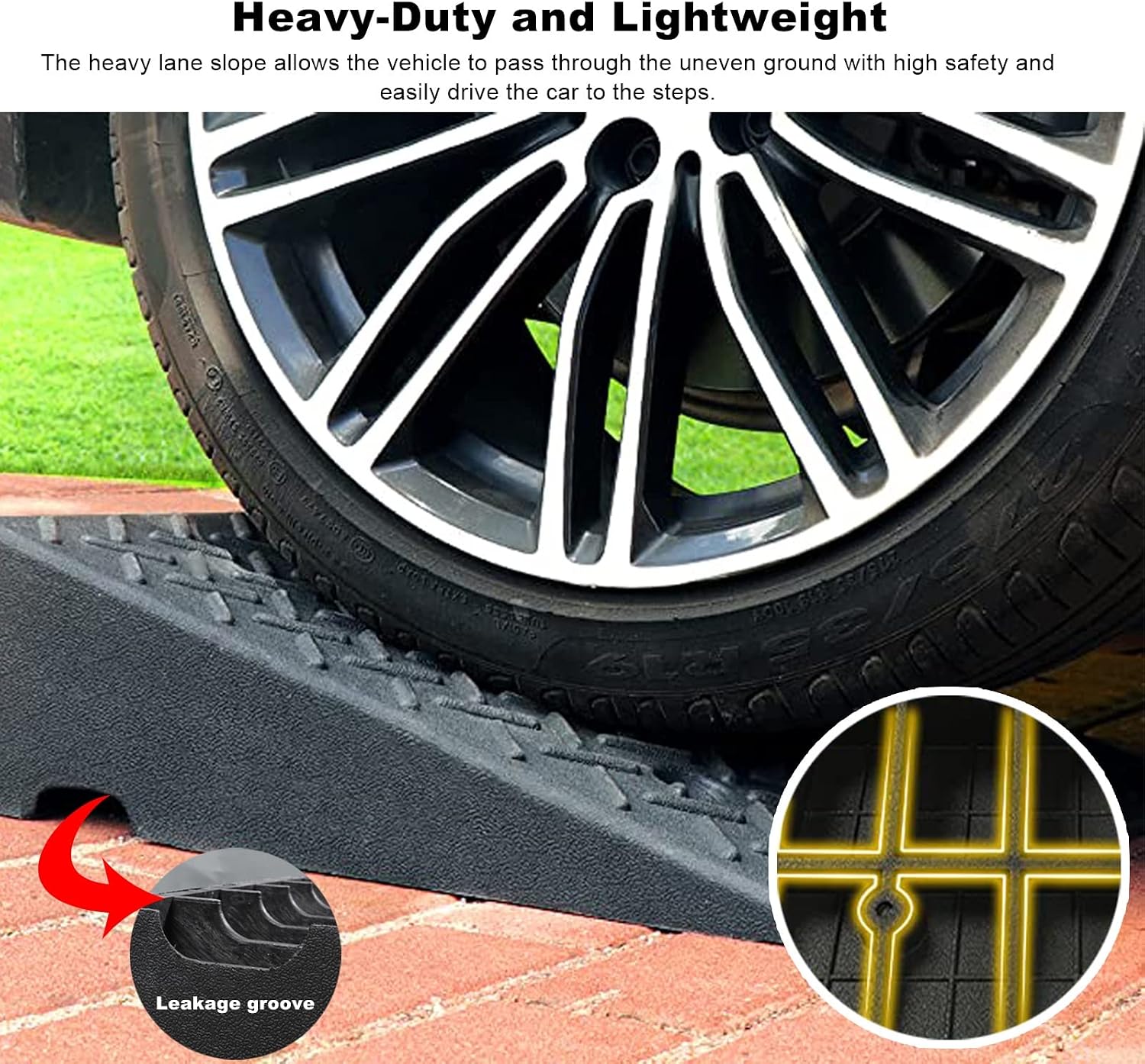 Heavy-Duty Driveway Ramp, 2'/2.3'/2.7'/3'/3.5' Rise Height Sidewalk Threshold/Kerb Ramps Kit, Car Garage Bathroom Stable Walker Ramp(6cm(2 3/8'))