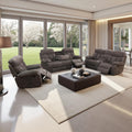 Fabric Recliner Sofa Set with Cup Holder, 3 Pieces Living Room Furniture Sets, Manual Reclining Sofa Set with Storage, Modern Reclining Couches for Living Room/Office