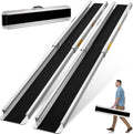 Upgrade 7FT Portable Wheelchair Ramp 2 Pack, 1200 LBS Heavy Duty Load Capacity, Adjustable Aluminum Threshold Ramp with Handle, Non-Slip Handicap Ramp for Home Steps, Doorways, Curbs, Stairs, Vehicles