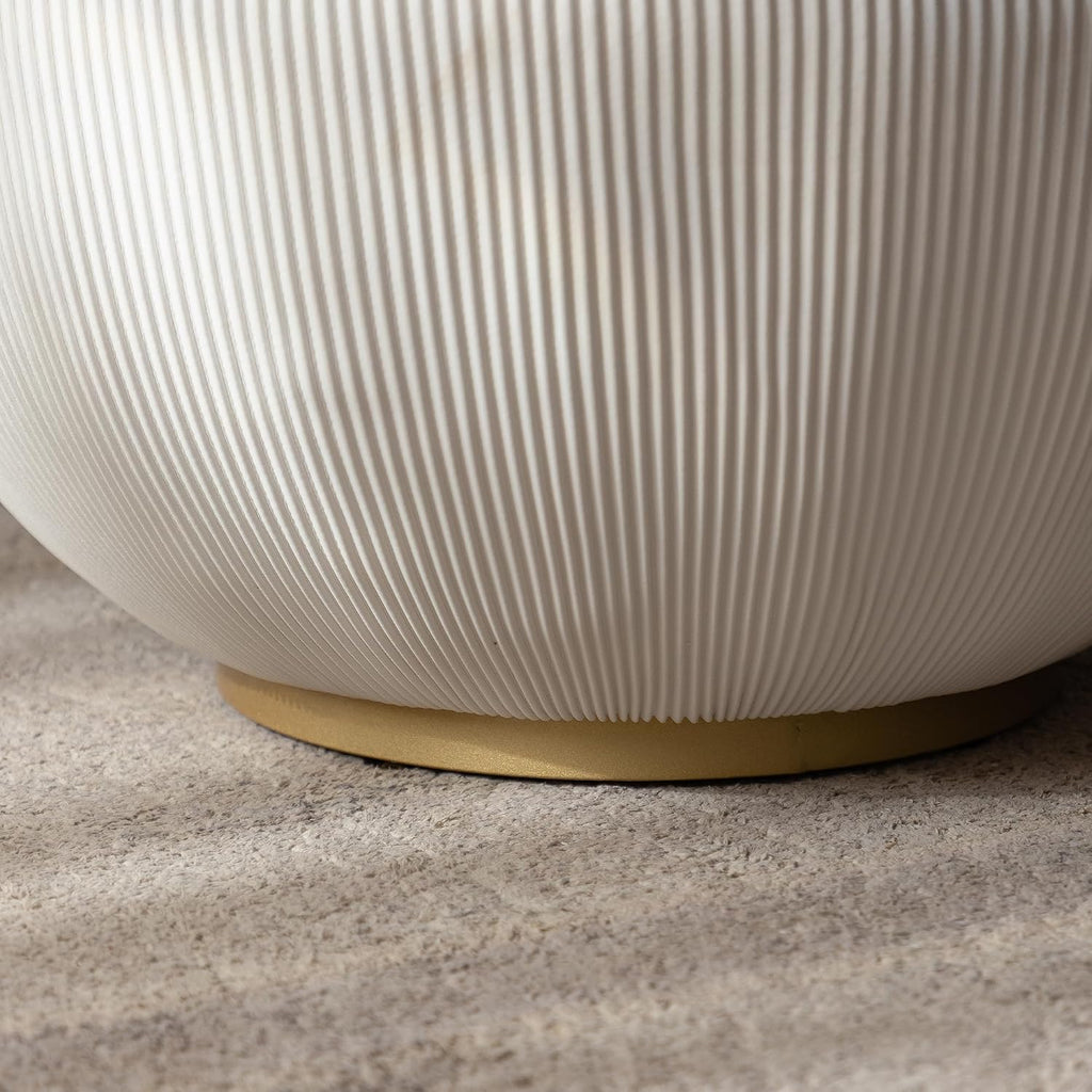 29.53' Round Coffee Table, Modern Cocktail Tables with Decorative Vertical Texture, 29.53 inch White Bowl Center Tables, Accent Sintered Stone Coffee Table for Living Room Apartment Office