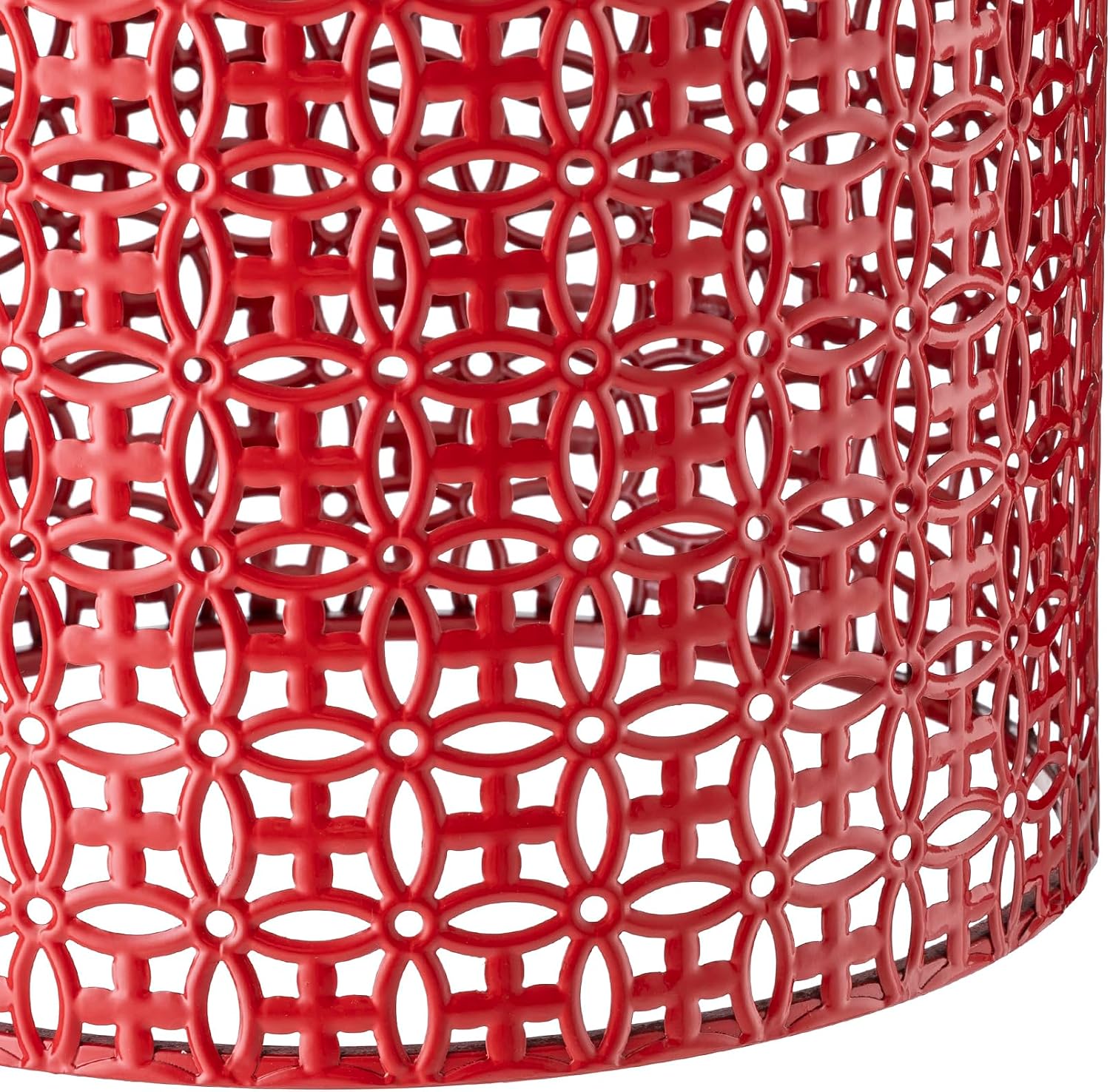 Glitzhome Accent Tables Living Room Set of 2, Round Metal Side End Table, Small Circle Coffee Bedside Table, Planter Stand for Couch Nightstand Bedroom Patio Backyard, Glossy Red