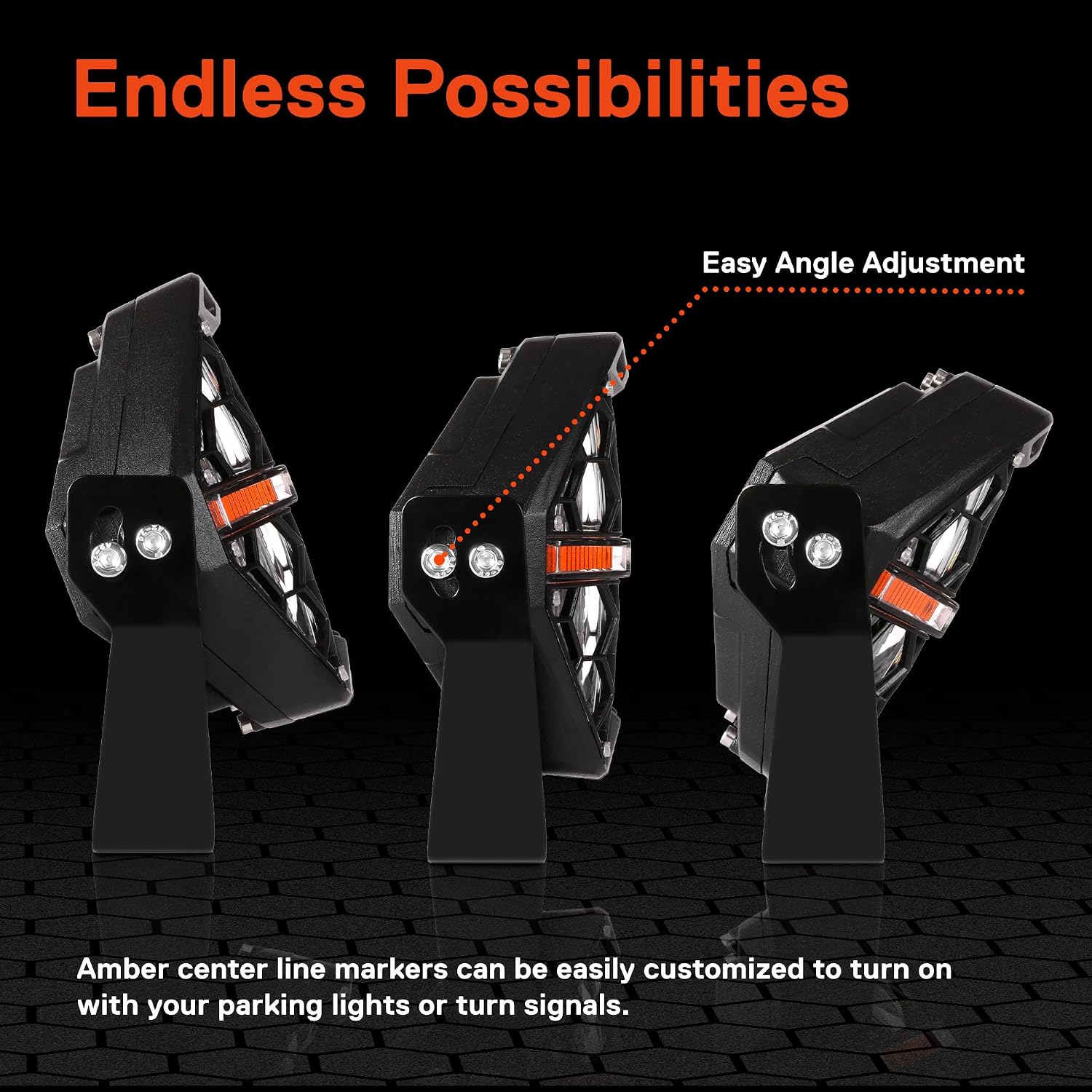 TRUE MODS 80W 5' Round LED Pods Offroad Light Pair Set [Side Shooter Optics] [Amber Turn Signal Marker Light] Off-Road Fog Driving Lights for UTV ATV Jeep Wrangler SxS 4x4 Truck Pick-Up Auto - Black